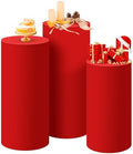 SaitiMade Set of 3 - Red Cylinder Pedestal Stand Covers by SaitiMade