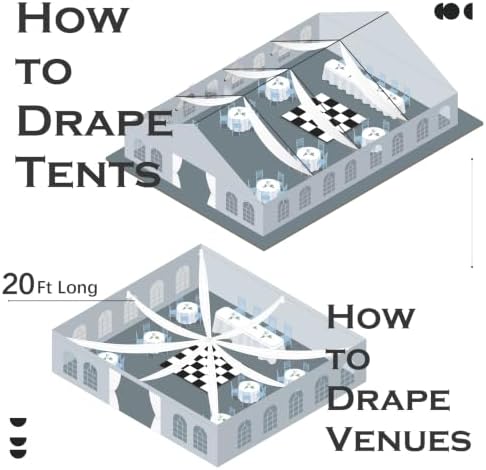 2 Panels 5ft(W) x 20ft(L) Soft Tan Ceiling Drapes for Wedding Parties - Image 2