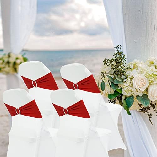 Spandex Chair Sashes Bands, Red, 30PCS - Image 2