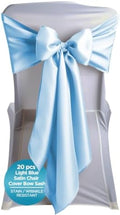 Leading Linens 20 pcs Light Blue 108"x8" Satin Bow Sash Chair Cover Decor by LeadingLinens