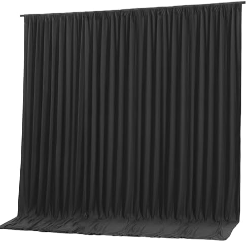 Black Backdrop Curtain 10x10ft - Wrinkle Free Polyester Photo Curtain Backdrop Wedding Back Drop Fabric Drapes for Party Decorations Background for Photography by WishCare