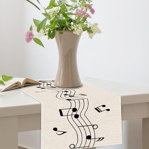 Vintage Music Sheets Dining Table Runner, Retro Musical Notes Staff - Image 6