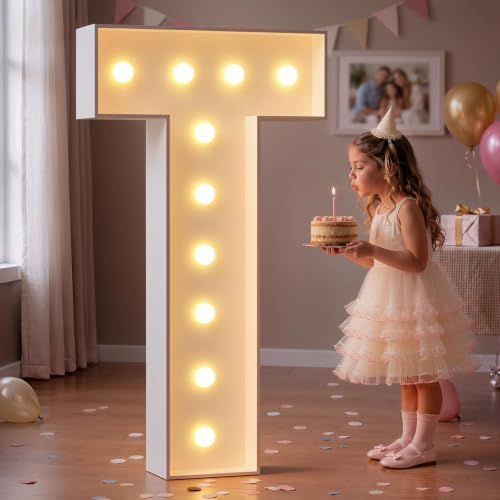 imprsv Large Marquee Letters, 4FT Light Up Letters T Sign for Party Decor by Letsmakeitimpressive