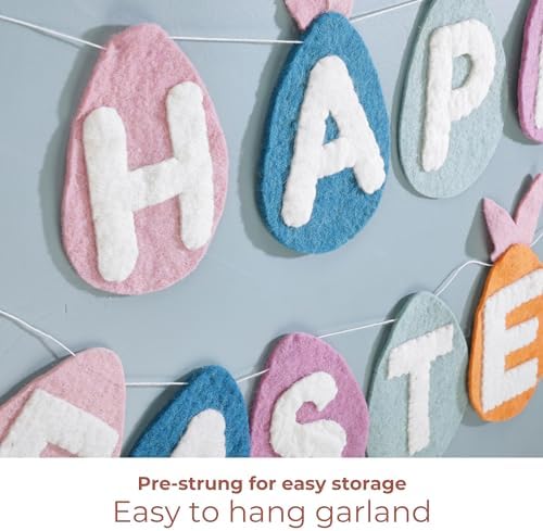 Folkulture Easter Garland (6 ft) | Premium Wool Felt Bunny Garland for Easter Decorations, Outdoor Spring Party & Home Décor | Easy to Hang, Adjustable Happy Easter Banner Or Garland for Mantle, Wall - Image 5