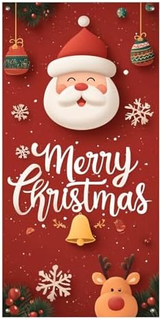 BlissYard Door Cover Reindeer Santa 35x71 Inch Polyester by BlissYard
