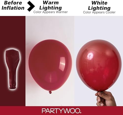 PartyWoo Burgundy Balloons 140pcs Dark Chestnut Red Maroon Different Sizes - Image 3
