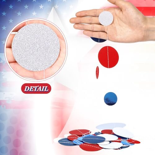 Outus 5 Pieces Blue,White,Red Round Dots Garland Party Hanging Decor - Image 3