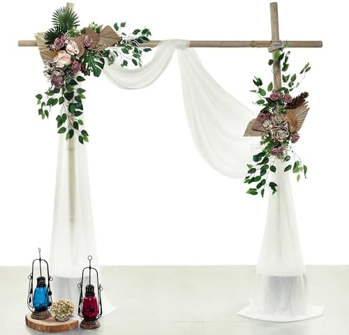 Pack of 2 Wedding Arch Drape Panel Fabric 30" x 50ft - Ivory - Image 2