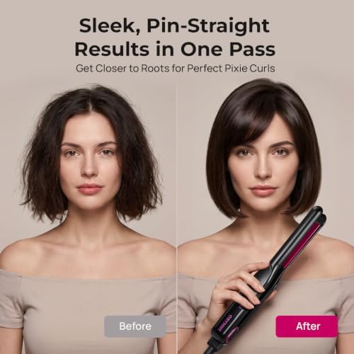 ORYNNE 1/2 Inch Flat Iron Small Hair Straightener for Short Hair Bangs Pink - Image 3