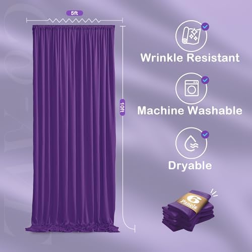 30ftx10ft Purple Backdrop Curtains for Party Background, Wrinkle Free Purple Photo Backdrop Drapes 6 Panels Back Drop Cloth for Wedding Birthday Photography Baby Shower Decor - Image 7