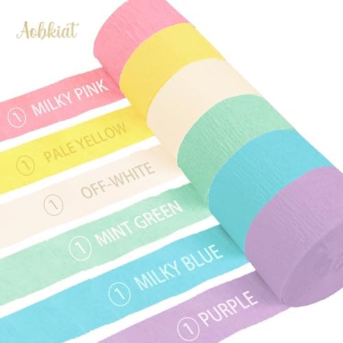 AOBKIAT Crepe Paper Streamers Party Decorations,6 Rolls Pastel Streamers - Image 6