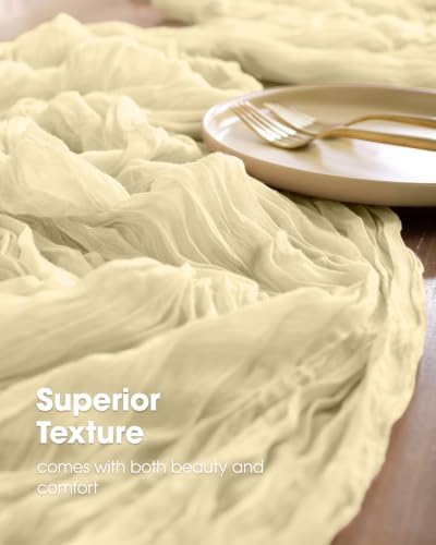 Pureegg 3 Pack Cheesecloth Table Runner 120 Inch Beige - Image 3