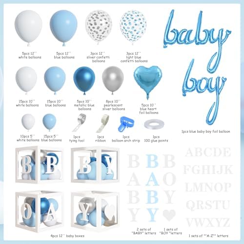 Amandir 137pcs Baby Blue Balloons Baby Shower Decorations for Boy - Image 2