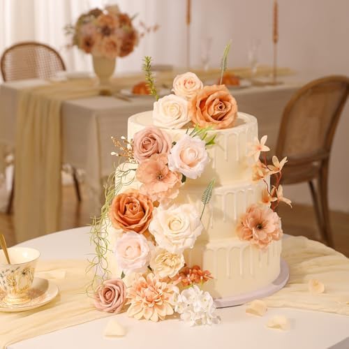 Floweroyal Artificial Flowers Fake Rose Flowers Dahlia with Stems for DIY Wedding Bridal Bouquets, Baby Shower, Floral Arrangement, Table Centerpieces, Home Decorations - Image 2