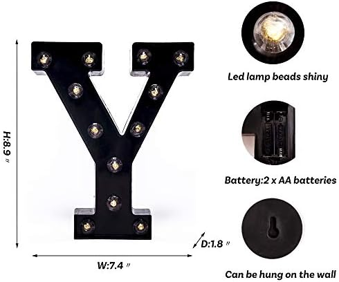 Foaky Black LED Marquee Number Lights Sign Light Up Marquee Number Lights Sign for Night Light Wedding Birthday Party Battery Powered Christmas Lamp Home Bar Decoration - Image 3