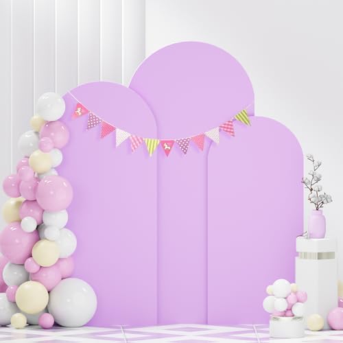 FANPROMS Wedding Arch Cover Set of 3 Lavender Arch Backdrop Cover 4 5 6FT Double Sided Spandex Arch Stand Cover for Metal Arch Satnd arch cover backdrop fabric for Bridal Baby Shower Party Decorations - Image 4