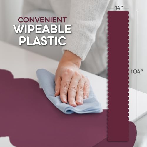 Burgundy Scallop Table Runner, Disposable Plastic, 5 Pack, 14x108in - Image 6