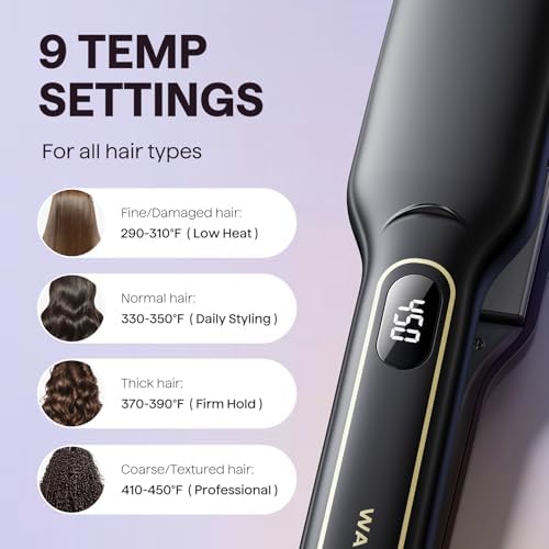 Wavytalk Wet to Straight Hair Straightener, 1.75 Inch Vent Sesh Wide Flat Iron, Straightener for Damp or Dry Hair with Dual Voltage Leave Silky & Smooth, Black (Pack of 2) - Image 7