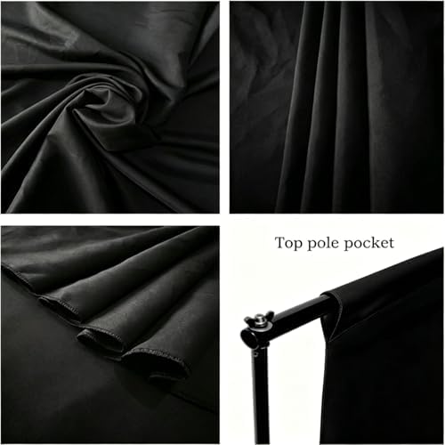 Aimosen 10x7 FT Black Backdrop Background for Photography, High Density Polyester Fabric Pure Black Photo Backdrop Curtain Screen Collapsible Seamless for Photoshoot Portraits Party Video Studio - Image 5