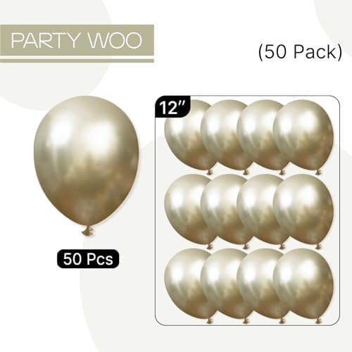 PartyWoo Metallic Gold Balloons 50pcs Chrome Gold Color 12 Inch - Image 6