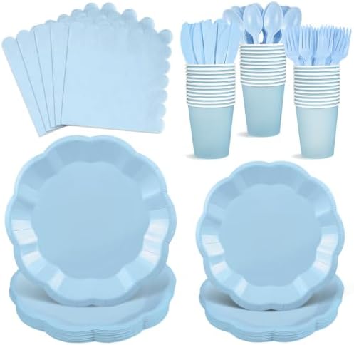 175 Pcs Light Blue Plates and Napkins Blue Party Supplies Serve 25 Guest by NatNarr