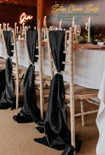 120 PCS Black Satin Chair Sashes, 7 x 108 Inch - Image 4