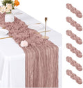 6 Pack Dusty Pink Cheesecloth Table Runner, 17 x 108 inch, Semi Sheer Boho Cheese Cloth Fabric Table Runner Bulk for Wedding, Birthday, Party, Holiday, Home Decor (Dusty Pink) by ACSUIT