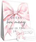 Pink Bow Baby Shower Decorations,Pink Watercolor Ribbon Minimalist Baby Shower Game,Guess How Many Bows are in the Jar,Birthday Party Game & Activities 50 Cards and Sign by Unknown