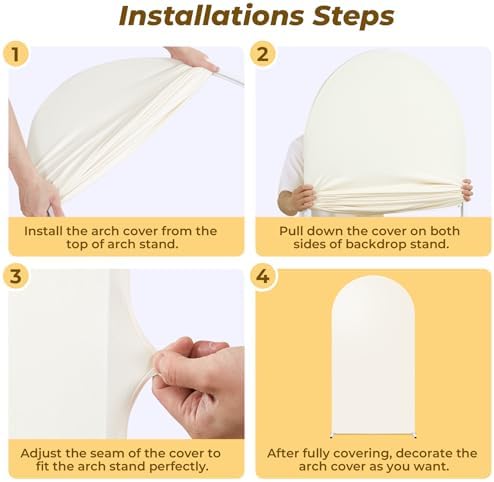6.6 ft Arch Backdrop Cover Beige - Double-Sided Spandex Arch Covers Stretchy Backdrop for Balloon Arches Birthday Party Baby Shower Banquet Wedding Photo Background - Image 3
