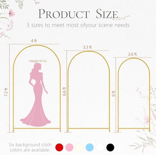 6+6.6+7.2ft Arch Backdrop Stand, 3pcs Metal Background Frame with Cover - Image 2