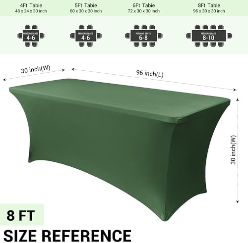 Obstal 8ft Stretch Spandex Table Cover, 2 Pack, Blackish Green - Image 4