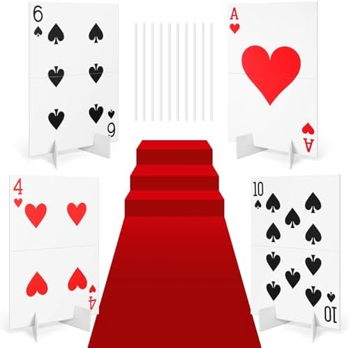 Reallnaive 4 Set Casino Party Decor Large Poker Yard Sign and Runway Carpet by Reallnaive