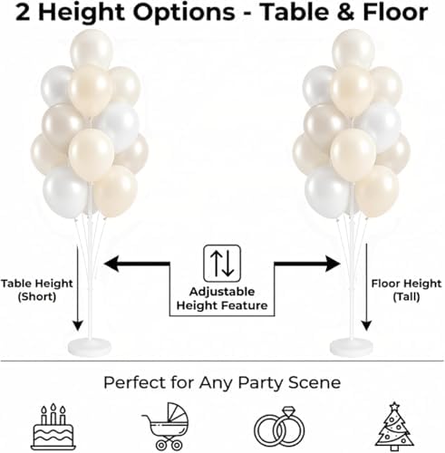 2 Sets 10" White Balloon Column Stand Kit With Base For Party - Image 3