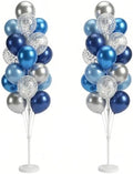HIINS 2Set Blue Silver Balloon Column Kit With Base&Pole for Party Decor by HiinsPartyDecoration