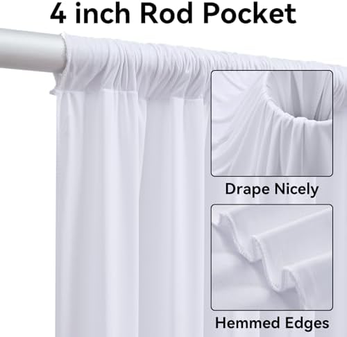 14ft x 10ft White Backdrop Curtains for Parties, Wrinkle Free 2 Panels Photo Backdrop Drapes Back Drop Cloth for Wedding Birthday Photography Background Decor - Image 2