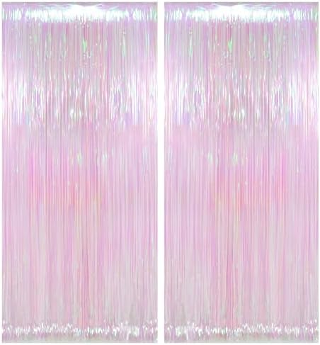 Melsan Iridescent Transparent Foil Fringe Backdrop with Extra Backup Tape by Melsan