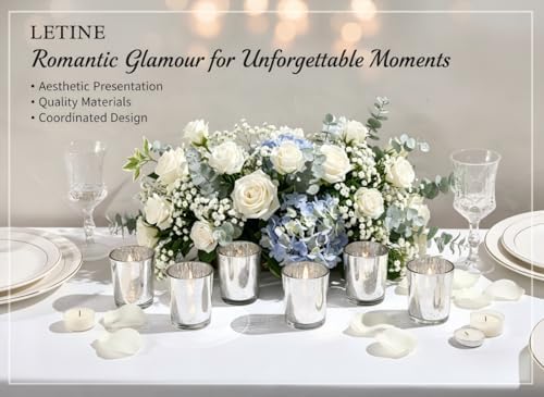 LETINE 48pcs Silver Votive Candle Holders –Glass Tea Light Candles Holder - Image 6