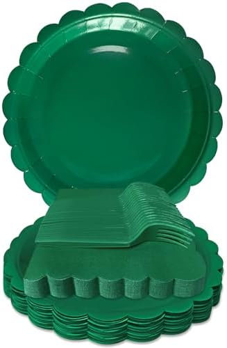 Dark Green Paper Plates and Napkins Fork Party Supplies by WYQJHKV