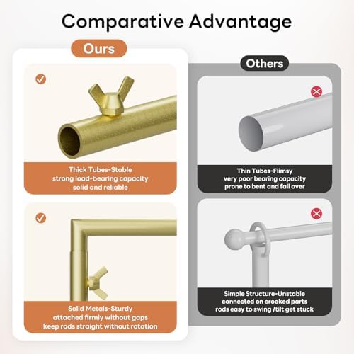 XLHOMO Over The Table Rod Stand with Clamps, Adjustable 32''-79'' Tall 32"-131" Length, Gold Table Arch Stand Metal Balloon Frame Hanging Rod for Weddings Christmas Birthdays Garden Arbors Decoration - Image 3