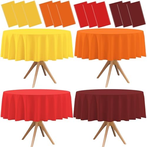 12 Pack Fall Plastic Round Tablecloths, 84 Inch by EUVBOKW