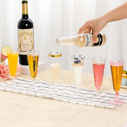 Champagne Flutes Plastic Champagne Glasses Disposable Glitter Mimosa Cups - Image 5