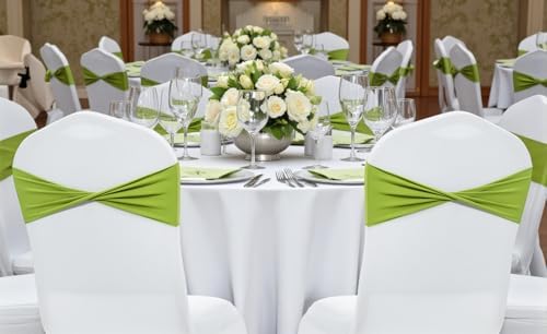 MDS Pack of 125 Spandex Chair Sashes Without Slider Buckles – Apple Green - Image 6