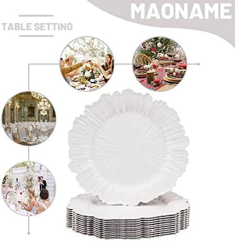 MAONAME White Charger Plates Set of 12, Reef Chargers for Dinner Plates - Image 5