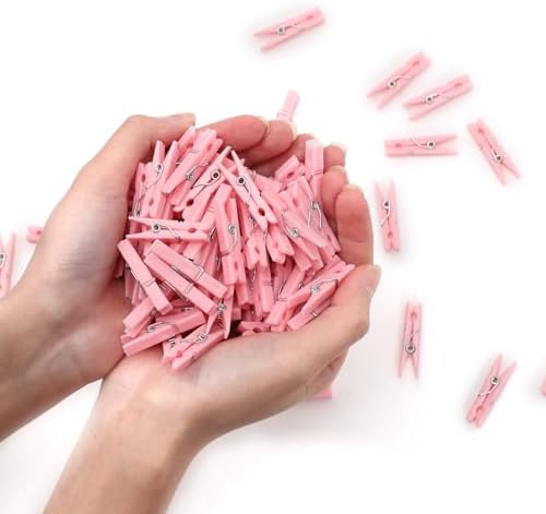 100PCS Baby Shower Games Clothespins Girl Plastic Clothes Pin Pink 1.37inch by Peoin