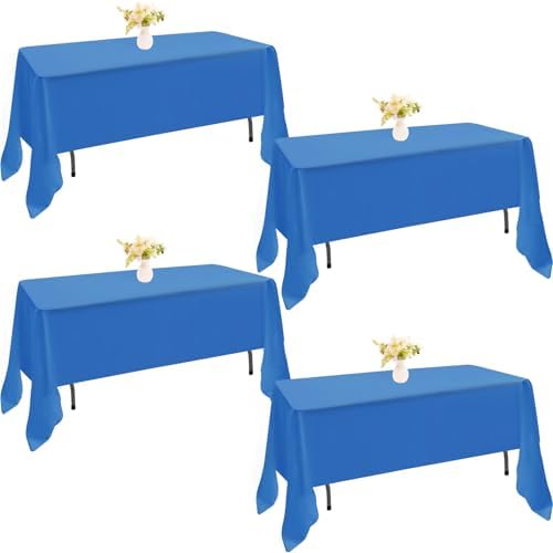 4 Pack Rectangle Tablecloth 60x126 Inch Blue Washable Polyester Table Cover for Wedding Dining Table Buffet Parties Banquet Decoration（Blue） by JALANCY