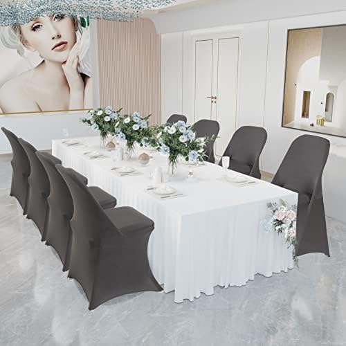 HAINARverS Folding Chair Covers for Wedding, 10pcs Gray - Image 5