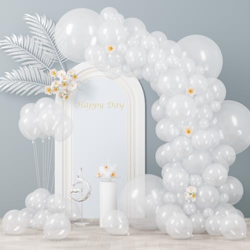 Voircoloria 130pcs Clear Balloons Garland Arch Kit, 18 12 10 5 Inch by Voircoloria