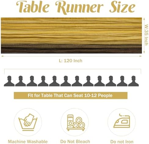 10Ft Cheesecloth Table Runner Boho Gauze Rustic Tie-Dye Long Vintage Romantic Table Runner for Wedding Bridal Shower Party Decor (Mustard Yellow Coffee 1 Pack) - Image 4