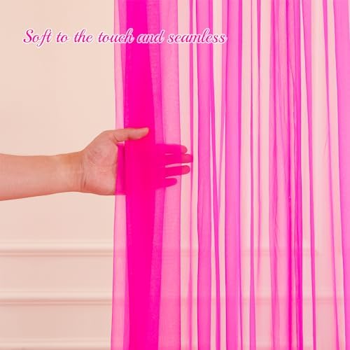 20ft X 10ft Hot Pink Tulle Backdrop Curtain for Parites, Sheer Backdrop Curtains Fabric Drapes for Wedding Ceremony Arch Party Stage Decorations - Image 6