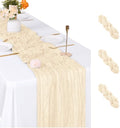 3 Pack Ivory Cheesecloth Table Runner, 17 x 108 inch, Semi Sheer Boho Cheese Cloth Fabric Table Runner Bulk for Wedding, Birthday, Party, Holiday, Home Decor (Ivory) by ACSUIT